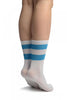 Blue Stripes On White (Referee) Ankle High Socks