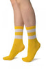 White Stripes On Yellow (Referee) Ankle High Socks