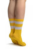 White Stripes On Yellow (Referee) Ankle High Socks