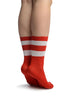 White Stripes On Red (Referee) Ankle High Socks