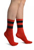 Black Stripes On Red (Referee) Ankle High Socks