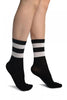 White Stripes On Black (Referee) Ankle High Socks