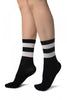 White Stripes On Black (Referee) Ankle High Socks