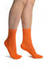 Orange With Crocheted Stripes Ankle High Socks