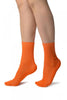 Orange With Crocheted Stripes Ankle High Socks