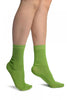 Green With Crocheted Stripes Ankle High Socks