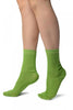 Green With Crocheted Stripes Ankle High Socks