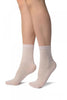 Pink With Crocheted Stripes Ankle High Socks