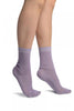 Lilac With Crocheted Stripes Ankle High Socks