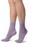 Lilac With Crocheted Stripes Ankle High Socks