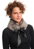 Grey Faux Fur Collar With Satin Bow Collar Scarf