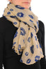 Beige With Navy Blue Lips Unisex Scarf & Beach Sarong