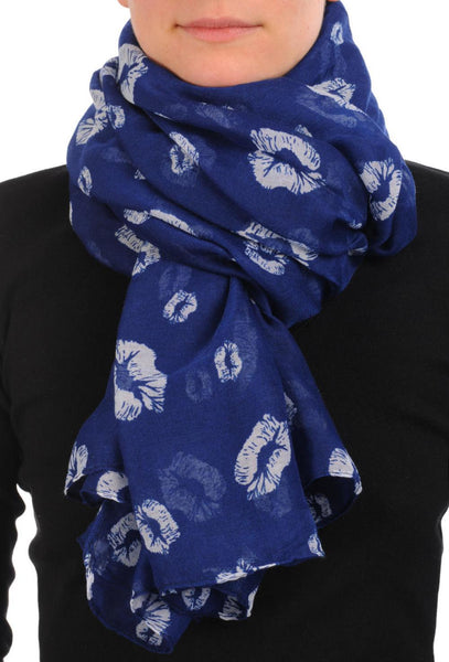 Navy Blue With Sky Blue Lips Unisex Scarf & Beach Sarong