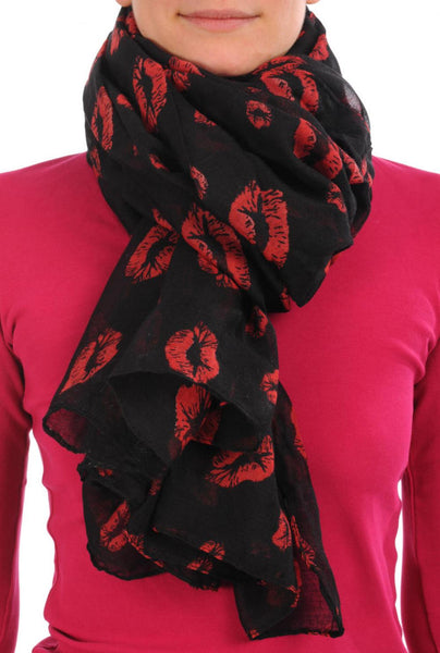 Black With Red Lips Unisex Scarf & Beach Sarong