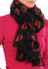 Black With Red Lips Unisex Scarf & Beach Sarong