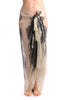 Beige With Black Skull & Raven Wings Unisex Scarf & Beach Sarong