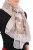 White With Mocha Skull & Raven Wings Unisex Scarf & Beach Sarong