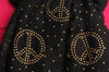 Black With Gold Studded Peace Signs Unisex Scarf & Beach Sarong