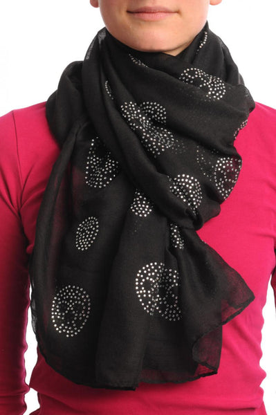 Black With Crystal Diamonds Skulls Unisex Scarf & Beach Sarong