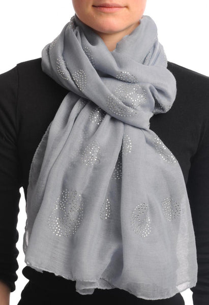 Grey With Crystal Diamonds Skulls Unisex Scarf & Beach Sarong