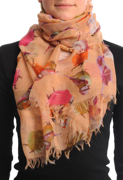 Colourful Birds on Peach Unisex Scarf & Beach Sarong