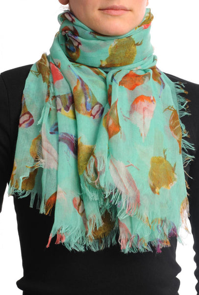 Colourful Birds on Turquoise Unisex Scarf & Beach Sarong