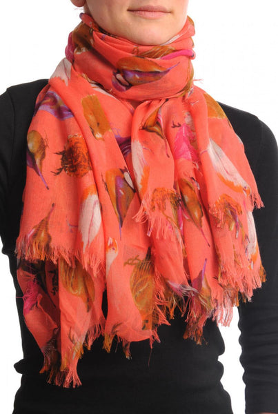 Colourful Birds on Coral Unisex Scarf & Beach Sarong