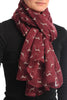 Burgundy With Cute Beige Dogs Unisex Scarf & Beach Sarong