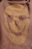 Brown With Large Gold Studded Skull Unisex Scarf & Beach Sarong