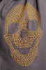 Dark Grey With Large Gold Studded Skull Unisex Scarf & Beach Sarong