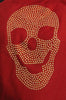 Dark Red With Large Gold Studded Skull Unisex Scarf & Beach Sarong