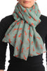 Turquoise With Rust Dogs Unisex Scarf & Beach Sarong