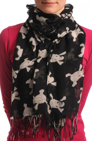 White Crossbones On Black With Tassels