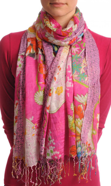 Turkish Flowers With Tassels On Fuchsia With Fuchsia Edge