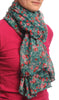 Small Roses On Pine Green Unisex Scarf & Beach Sarong