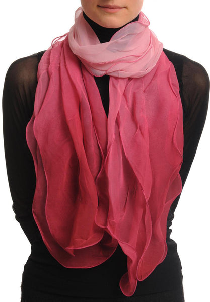 Damask & Watermelon Pink Double Layered Chiffon Ombre