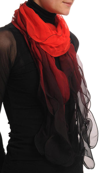 Red & Black Double Layered Chiffon Ombre