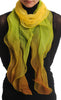 Yellow Green & Brown Double Layered Chiffon Ombre