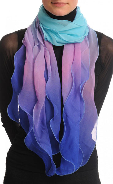 Electric Blue Purple & Blue Double Layered Chiffon Ombre