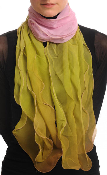 Pink & Green Double Layered Chiffon Ombre