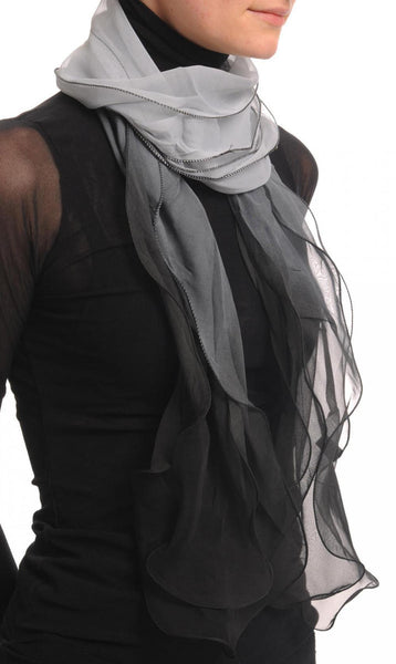 Grey & Black Double Layered Chiffon Ombre