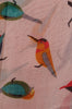 Colourful Birds On Light Pink With Blue Edge Unisex Scarf & Beach Sarong
