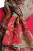 Red & Grey Vintage Flowers On Grey Unisex Scarf & Beach Sarong