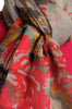 Red & Grey Vintage Flowers On Grey Unisex Scarf & Beach Sarong