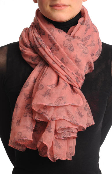 Small Black Butterflies On Soft Pink Unisex Scarf & Beach Sarong