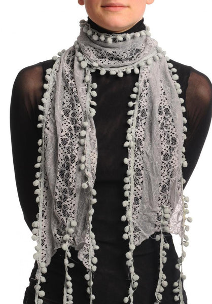 Grey Vintage Lace With Soft Pearls