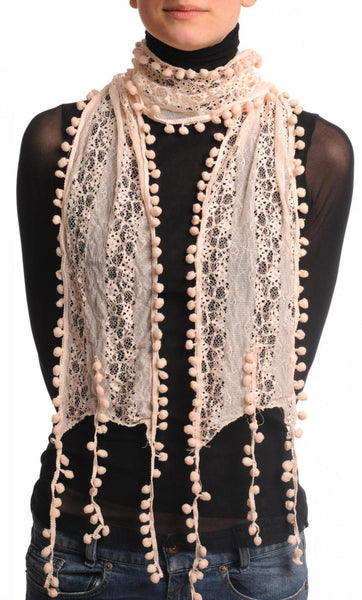 Soft Pink Beige Vintage Lace With Soft Pearls