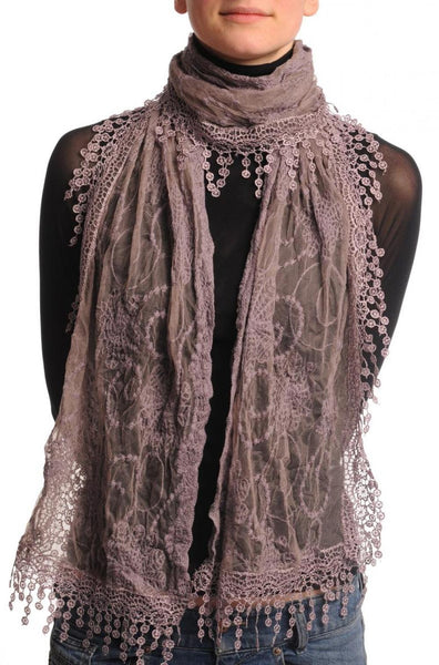 Slate Purple Vintage Lace With Flowers