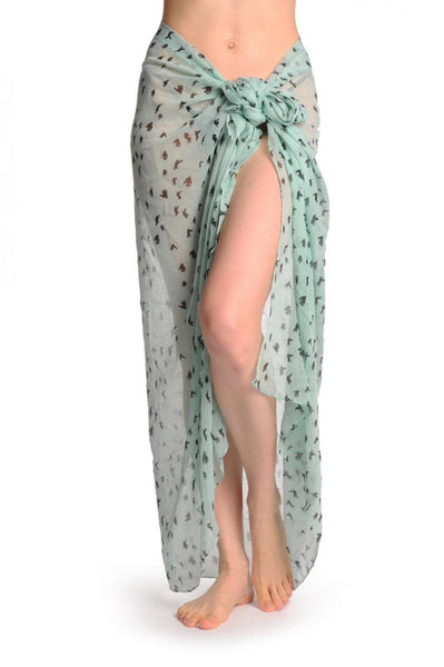 Little Black Birds On Moss Green Unisex Scarf & Beach Sarong