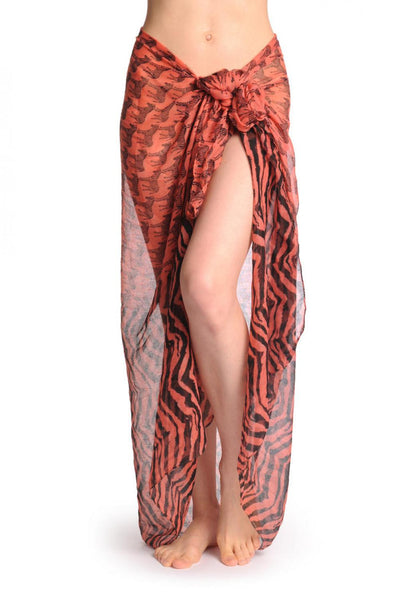 Zebras On Dark Peach Pink Unisex Scarf & Beach Sarong